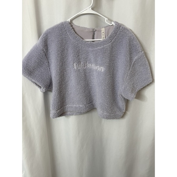 lululemon athletica Tops - LULULEMON Fleece‎ Embroidered Logo Lavender Cropped top Size 14 D47